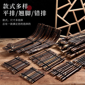 Japanese cuisine plating: sashimi on bamboo skewers, bamboo fence, Japanese BBQ platter decorations, seafood presentation - Product Image 2