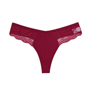 Vente flash : Culottes en coton pour femmes, taille basse en V, dentelle patchwork - Product Image 5