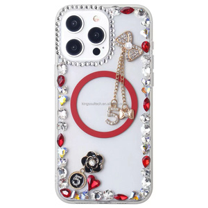 Kingsoul Luxury Diamond Glitter Magnetic Shockproof TPU+<b>PC</b> Multi Colors Phone Case for 15 Promax 17-Sam S24ultra <b>Wireless</b> - Product Image 2