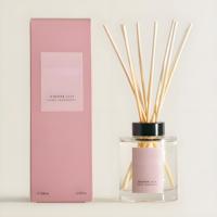 Grande bouteille d'arôme en verre transparente de luxe personnalisée 50ml 100ml 150ml 200ml bouteille ronde de diffuseur d'huile essentielle de roseau avec boîtes
