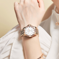 CALUOLA Montre automatique de luxe pour femme, cadran en cristal saphir, bracelet en céramique, date unique, étanche 5ATM, montre-bracelet élégante