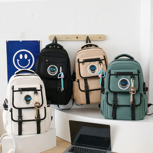 Elementary <b>School</b> <b>Backpack</b> 15 Inches Large Capacity Unisex Solid Color With Interior Zipper Pocket For Leisure Travel - Product Image 1
