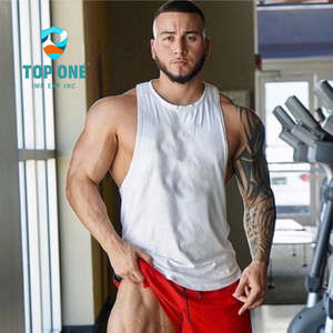 TopOne sin mangas al por mayor personalizado hombres Fitness culturismo que absorbe la humedad músculo camisa gimnasio desgaste ajuste deportes Stringer camiseta sin mangas - Product Image 5