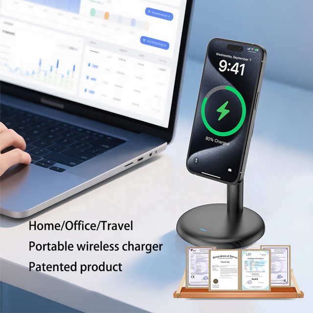 Portable PD 3.0 15W/25W Fast Charging Desktop Wireless Phone Charger Stand OTP for Type-C Magnetic Charger
