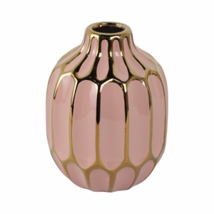 Vaso in Ceramica con Accenti Oro Rosa, Vaso Decorativo Moderno per Soggiorno, Camera da Letto, Ufficio e Scrivania - Product Image 3