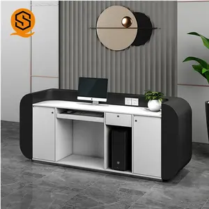 Modern Gold Unique Salon Front Counter Office Solid Surface Retail Shop Bar Hotel Reception Desks