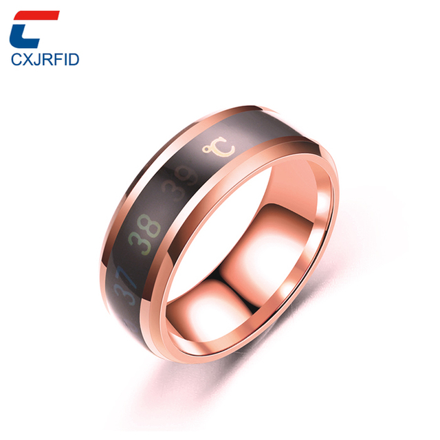 European and American Titanium Stainless Steel Fashion New Smart Body Temperature Couple Ring for Men Women