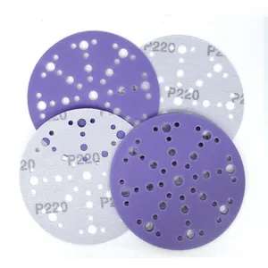 Custom Porous Purple Automotive Sanding Disc 150mm 40 To 800 Grits 6 Inch Ceramic Purple Sandpaper Disc