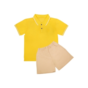 Chemise d'uniforme scolaire personnalisée pour enfants, manches courtes, coton jaune, ensembles scolaires pour enfants, vêtements de sport, t-shirt de golf - Product Image 3