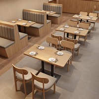 Ensembles de meubles de restaurant modernes et simples en bois, tables à manger et chaises banquette pour café et hôtel