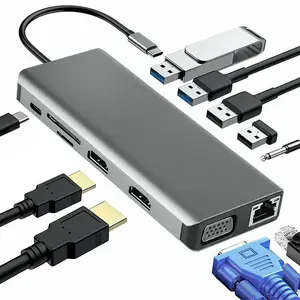 USB 3.0 để RJ45 Hub Lan Ethernet Adapter Loại C HUB Splitter USB 3.0 Adapter cho máy tính xách tay MST HUB hiển thị