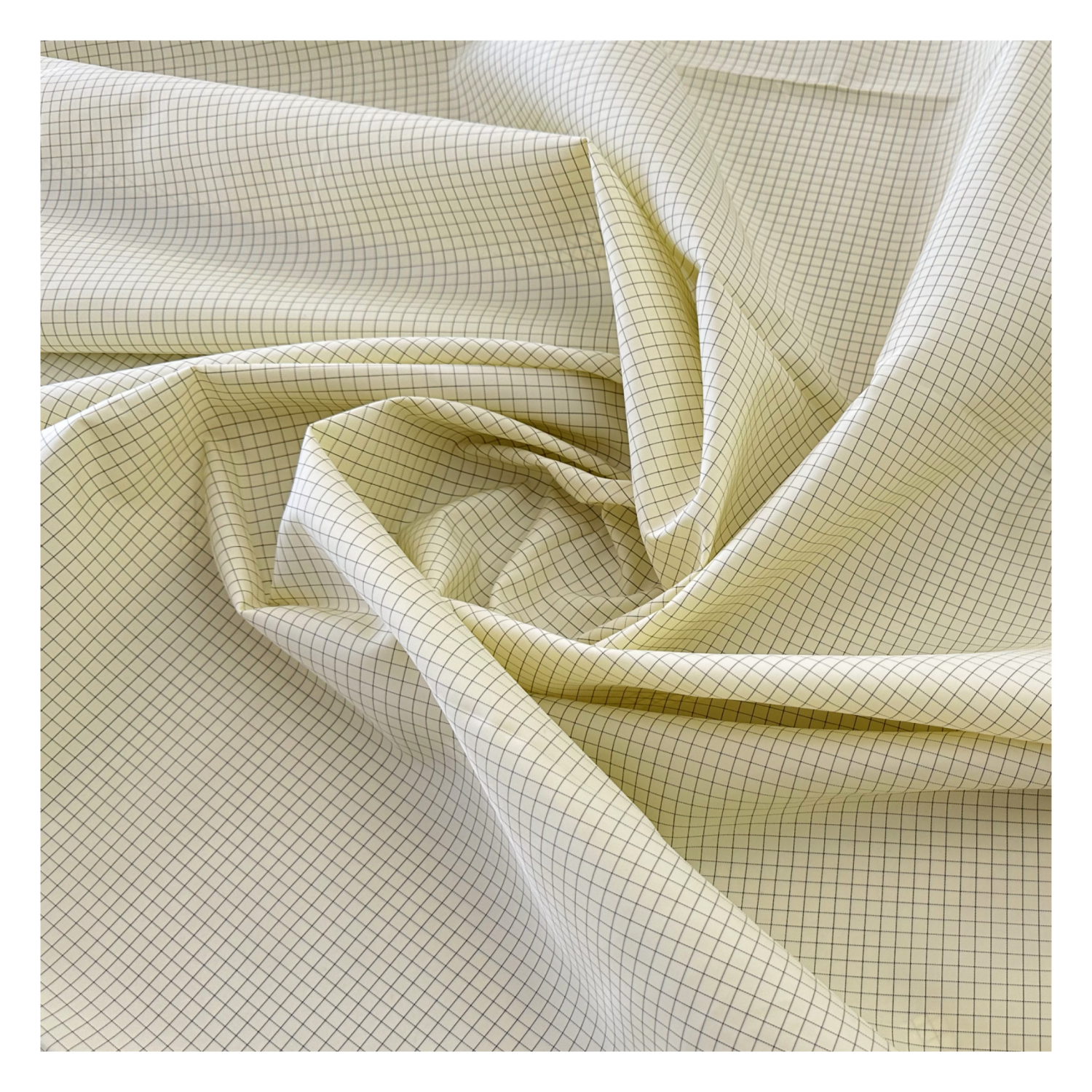 Customized 5mm Plaid Polyester Conductive Twill Grid Cloth Anti-static ESD Cleanroom Workwear Industrial Yellow Fabric