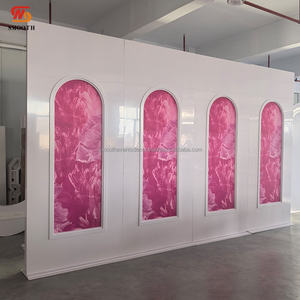 Arco de escenario con diseño de mármol rosa elegante y suave, decoración de fondo para bodas, soporte para arco decorativo para eventos. - Product Image 1