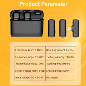 Micrófono de solapa Lavalier para iPhone, iPad, 2,4G, Mini teléfono inteligente, entrevista, Vlog, 2 micrófonos con estuche de carga - Product Image 5