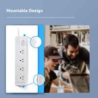 Regleta de alimentación de cobre de 4 orificios y 1.8M con enchufe múltiple, 15A/125V, estándar americano, para hogar y oficina