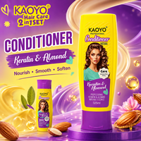 Champú y Acondicionador de Queratina KAOYO con Esencia de Almendra, Set para el Cuidado del Cabello con Brillo y Antiencrespamiento para Cabello Seco y Dañado