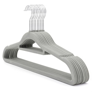 Slim Velvet Hangers Non Slip Plastic Coat Hangers for Wardrobe Space Saving Minimalist Design <b>Hook</b> Type Clothing Organizer - Product Image 4