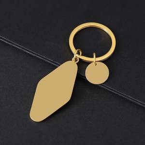 Llavero de acero inoxidable personalizado con rombo en blanco y pieza redonda, ¡Oferta de locura! - Product Image 3