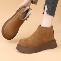 Bottes à plateforme pour femmes, personnalisables en gros, avec fermeture éclair, antidérapantes, imperméables, pour l'hiver et la neige, en faux daim, chaudes