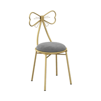 Tabouret moderne convertible en velours avec dossier en métal rouge, chaise mignonne pour filles, mobilier de maison