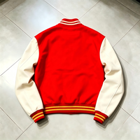 Blouson universitaire streetwear personnalisé pour homme, style club de tennis, en mélange de laine avec manches en cuir PU et patch brodé, usine OEM ODM