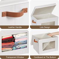 4 packs de boîtes de rangement pliables en tissu gris Grands bacs de rangement empilables pliables Couvercles Organisateurs de placard Cube de rangement