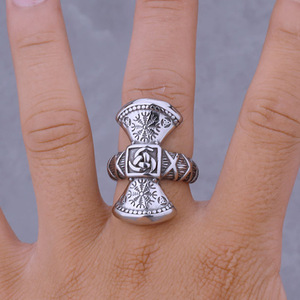 Punk nórdico vikingo <span class=keywords><strong>Runa</strong></span> nieve <span class=keywords><strong>runa</strong></span> impermeable Pvd Acero inoxidable Anti no deslustre joyería fina de moda anillos para hombres al por mayor - Product Image 2