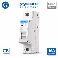 Disjoncteur miniature Yycore YYCEM10-63 C16 1P AC 16A 230/400V 10kA Courbe C IEC/EN 60898-1 CB CE UKCA