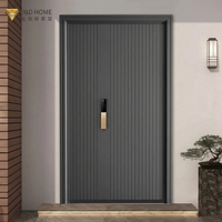Porte d'entrée de sécurité en acier robuste, design moderne, construction en acier inoxydable, à battants, pour hôtel, villa, supermarché, usage extérieur