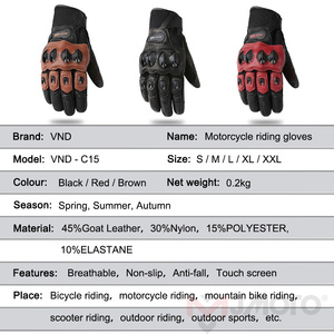 वेमर गर्मी मोटरसाइकिल सवारी दस्ताने पुरुषों चमड़े के रेट्रो मोटोक्रॉस दस्ताने दस्ताने काले भूरे रंग - Product Image 4