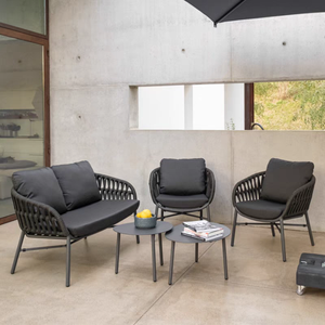 Kích thước nhỏ, chi phí vận chuyển thấp thiết kế hiện đại mọi thời tiết Patio đồ gỗ ngoài trời Vườn sofa <span class=keywords><strong>Set</strong></span> với sợi dây Dệt Phong Cách - Product Image 2