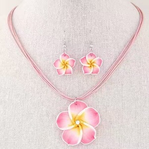 Polinesia nuevo bohemio pendientes colgantes collar conjunto girasol trenzado mujer chica moda hecha a mano suave polímero playa joyería conjunto - Product Image 3