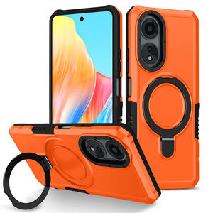 เคสหลัง TPU + PC ไฮบริดหุ้มเกราะสำหรับ Oppo A18 A38 A78 A1K A54 A58 A17 A15 A9 A5 A57 A77S A16K A16S พร้อมขาตั้งวงแหวนแบบหมุนได้ - Product Image 1