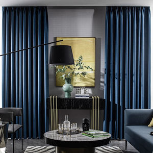 Commercio all'ingrosso della fabbrica Top Grommet blu oscurante <span class=keywords><strong>tende</strong></span> testurizzate isolate Plain Rideaux Salon De Luxe drappi per il soggiorno - Product Image 2