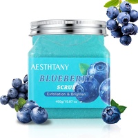 AESTHTANY Lulur Berinfus Blueberry 450g Perawatan Wajah Menyegarkan Harian, Membersihkan Permukaan Pori-Pori, Meningkatkan Kecerahan Alami