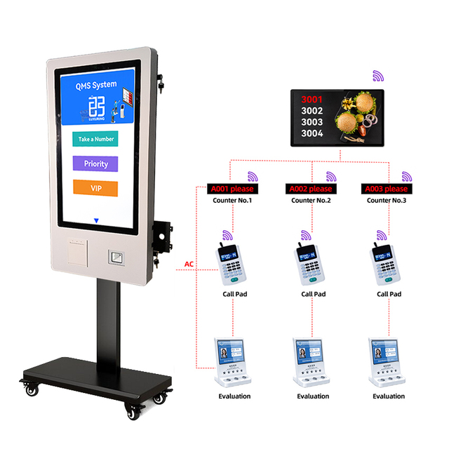 Touch Screen Queue Management System Kiosk Queuing Ticket Machine Queue Ticket Dispenser With Receipt Thermal Printer