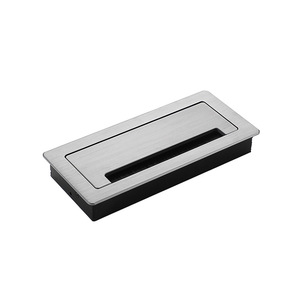 Caja de cables de aleación de aluminio, cubierta rectangular negra para orificios de escritorio con amortiguación para gestión de cables de oficina - Product Image 1