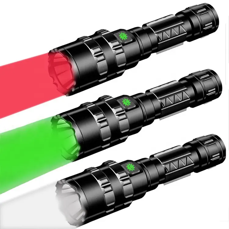 Супер яркий Перезаряжаемый от USB тактический фонарь в комплекте уличный ручной красный зеленый светодиодный фонарик для охоты на большие расстояния