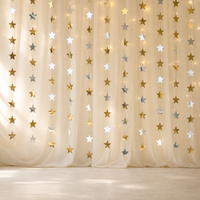 Guirlande en papier miroir étoile 3D de 4 m, décoration suspendue octogonale pour mariage, anniversaire, rideau de fond, décoration de chambre