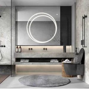 Mobiletto a specchio Santopova per lavabo da bagno con mobile da bagno di lusso in pvc con piano in ceramica mobile da bagno moderno galleggiante