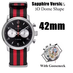 42mm Panda Men's 1963 Chronograph Mechanical <b>Wristwatch</b> St1901 Movement Gooseneck Luminous Sapphire Pilot Watch - Product Image 1
