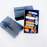 Juego de Siete Chakras de Cristal Natural Pulido, Material Mixto, en Caja, Cuarzo Transparente, Regalos de Meditación y Sanación, Gran Venta
