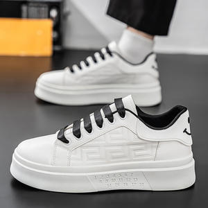 Zapatillas Blancas de Hombre Modernas e Informales para Primavera/Otoño, Transpirables, con Suela de Goma Gruesa, con Cordones, que Aumentan la Altura, con Puntera Redonda - Product Image 5