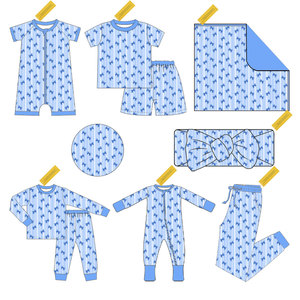 Детский комбинезон из бамбука в клетку с двусторонней молнией, настраиваемый, нейтральный, для малышей, для сна, 2 предмета одежды - Product Image 6