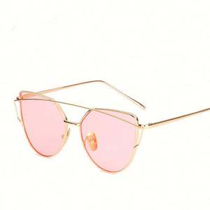 Lunettes de soleil œil de chat vintage en métal réfléchissant avec verres plats, couleur or rose, pour femmes, collection 2019, vente chaude usine - Product Image 5