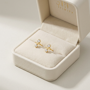 ต่างหูเม็ดเดี่ยวเพชรธรรมชาติแท้18K สำหรับผู้หญิงดีไซน์เรขาคณิต - Product Image 5