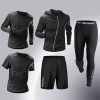 Ensemble de Vêtements de Sport Personnalisé à Séchage Rapide, Collants et Pantalons de Sport Respirants, Ensemble de 5 Pièces pour Gym, Fitness, Entraînement et Course à Pied pour Hommes