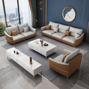 Ensemble de canapés modernes en forme de L, revêtement en tissu, rembourrage en mousse, meubles de salon en forme de U pour la décoration intérieure - Product Image 2