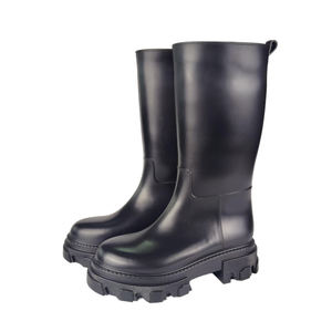 أحذية ويلينغتون أنيقة مقاومة للماء بطباعة هندسية - أحذية مطاطية مرنة مضادة للانزلاق من البوليستر لجميع المواسم - Product Image 1