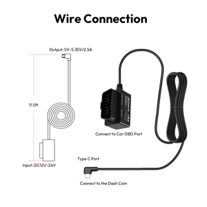 Kit de câblage OBD pour caméra embarquée, connexion filaire compatible avec le système DMS du smartphone, guide d'installation - Product Image 3